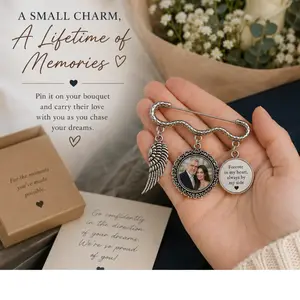 (Custom in Description) Personalized Graduation Memorial Pin, Custom Photo Bouquet Charm, In Loving Memory Graduation Gift, Memorial Tassel Pin for Class of 2026