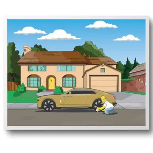 Rolls Royce Spectre The Simpsons 2024 24x30 homer art bart south park tesla ev r