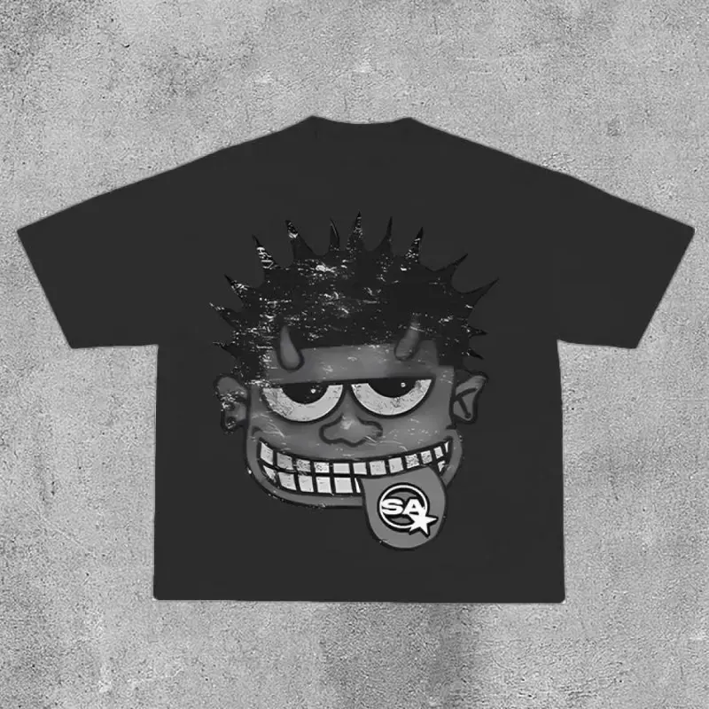 Monster Graphic Cropped T-Shirt for Edgy Streetwear Style, Unisex  Crewneck Top for Daily Outfits and Viral Aesthetic Fashion Looks
