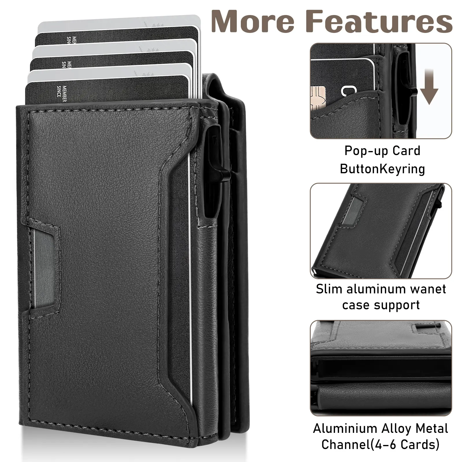 Men's Smart Card Holder Wallet 2026, RFID Blocking Slim Pop-Up Wallet, Minimalist Credit Card Holder with ID Window & Cash Slot, Front Pocket Metal Wallet for Business, Travel, Everyday Carry
