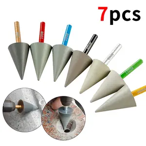 7PCS 6MM Shank Diamond Grinding Bits 50-1500 Grit - Conical Resin Burrs for Metal, Mold, Glass, Stone Polishing - Rotary Tools for Engraving, Carving