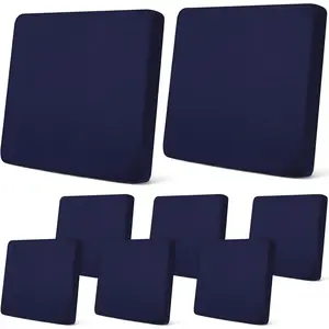 8Pcs Cushion Covers Stretch Cushion Cover Replacement for Furniture Sofa Couch Slipcovers, Soft Flexibility Washable Furniture Protector(Waterproof Pure,Navy)