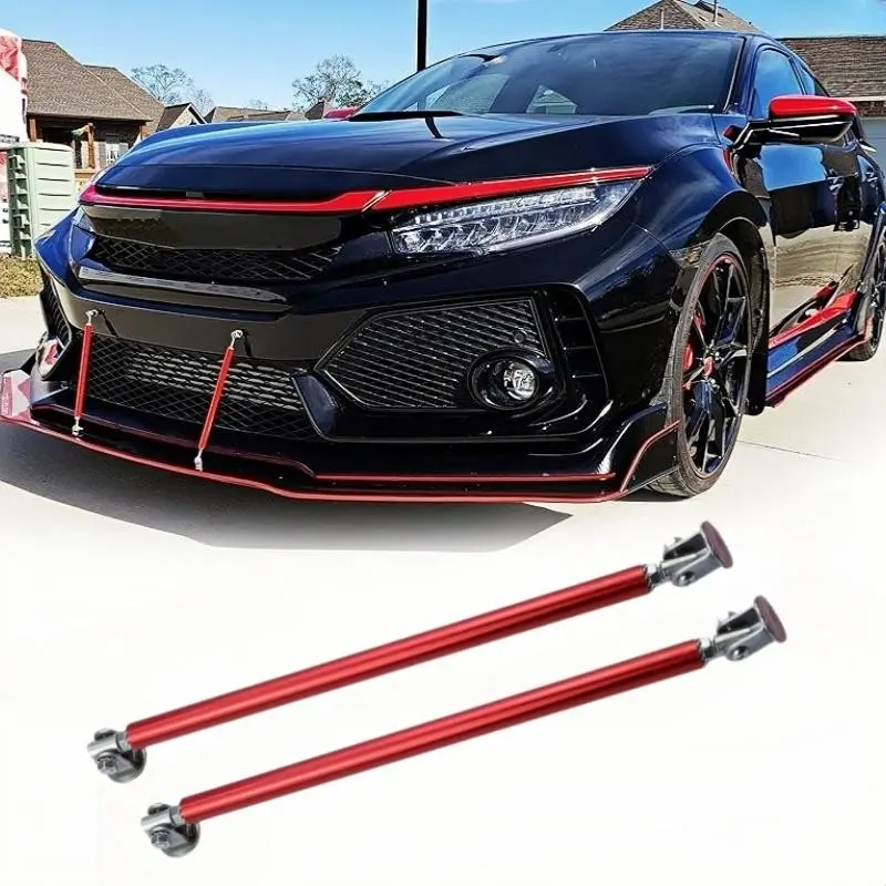 Car Modification Front Bumper Support Rod, No Drilling Adjustable Universal Bumper Stabilizer, Anti-Drop Front Lip Rod, General Car Accessories
