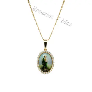 24K Gold Plated St Jude with 24" Necklace - San Judas con Cadena de 24" Oro Laminado
