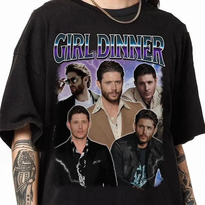 Vintage Jensen Ackles Girl Dinner Bootleg Shirt, Supernatural Dean Winchester Fan Gift, Retro Jensen Ackles Homage Tee, Supernatural Movie Gift for Men and Women