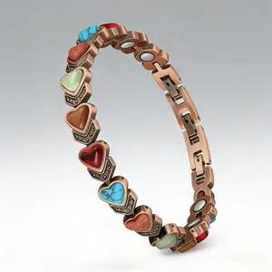 BOGO Pearl Cross Necklace & Copper Magnetic Bracelet Set - Y2K Aesthetic Rotating Crown Gemstone Jewelry, Unique Handmade Healing Gift for Women Men, 2026 Trending Fashion Accessory