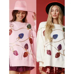 Trendy, fresh, and sweet women's fashion sweatshirt: sequined long-sleeved thick pullover