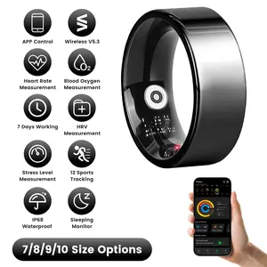 Smart Health Ring - Waterproof Fitness Tracker with Stress & Sleep Monitoring, No Subscription Fee, Compatible with iOS & Android, Size 8 (Rose Gold) for Men & Women
