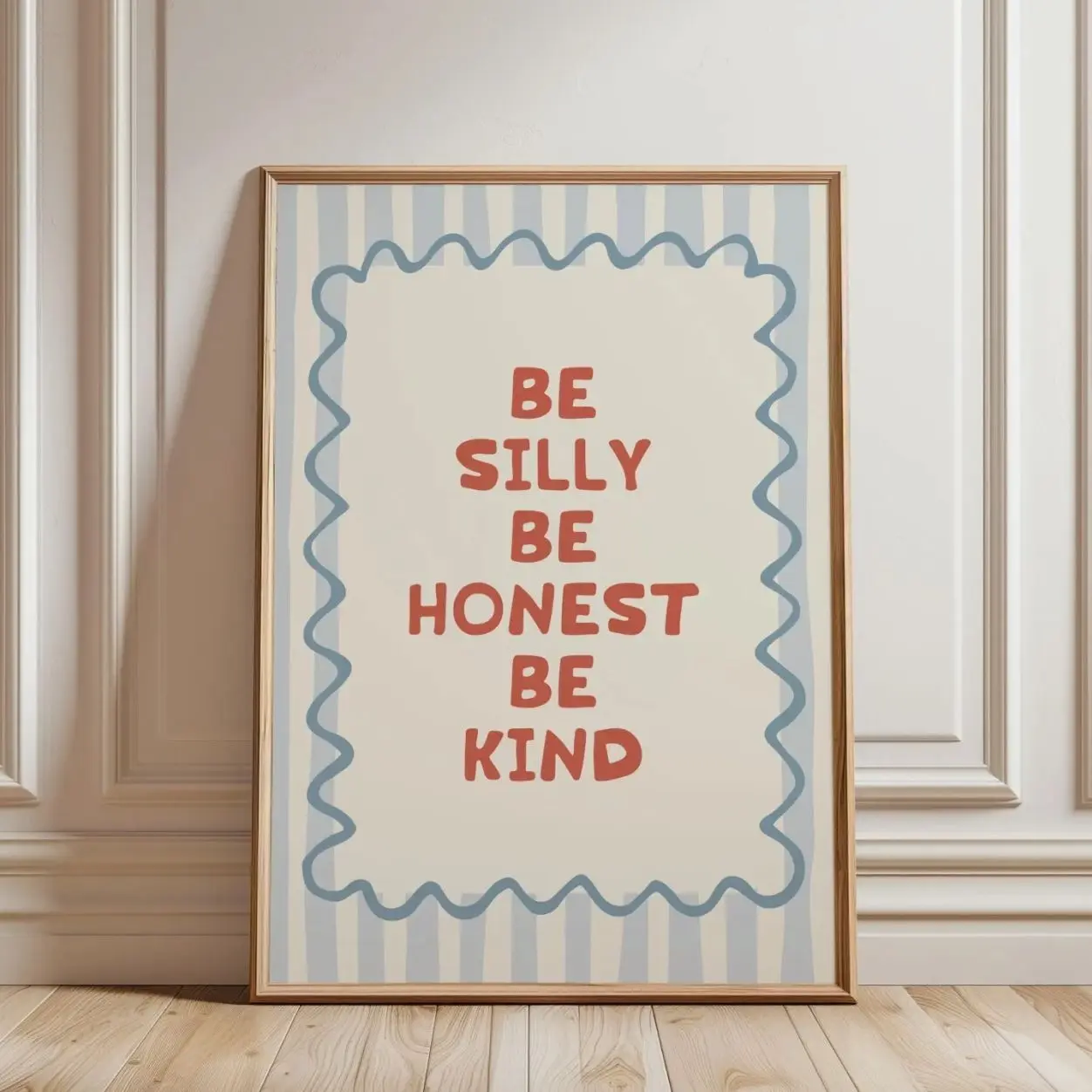 Be Silly Be Honest Be Kind Kids Wall Art, Retro Quote Poster, Boho Classroom Decor, Vintage Playroom Nursery Print | Unframed L