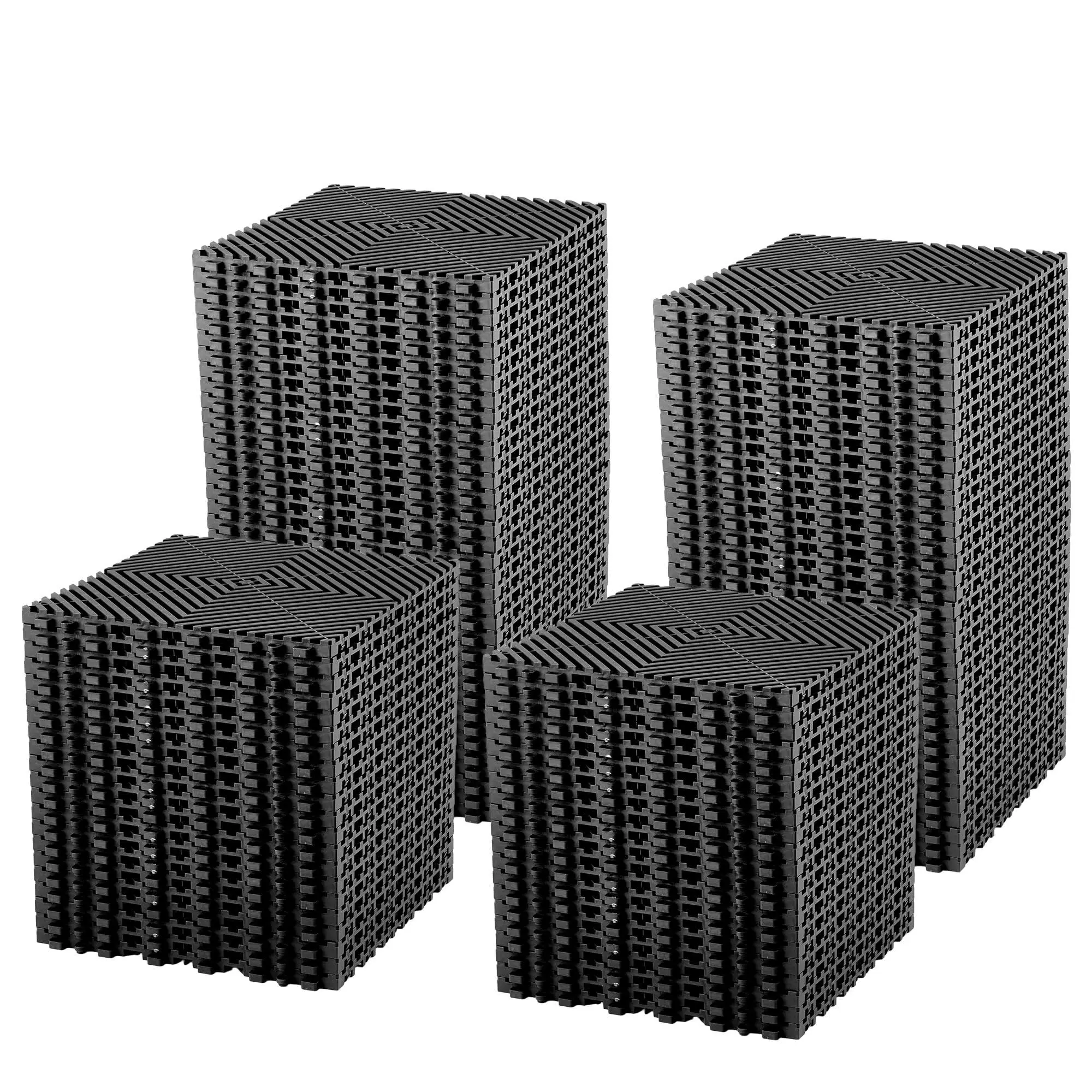 GARVEE 100 Pack Interlocking Floor Tiles, 12"X12" Soft PVC Non-Slip Mats with Drainage Holes, Modular Cushion Flooring for Kitchen Bathroom Patio Pool Deck Garage Gym, Waterproof Easy to Clean, Black