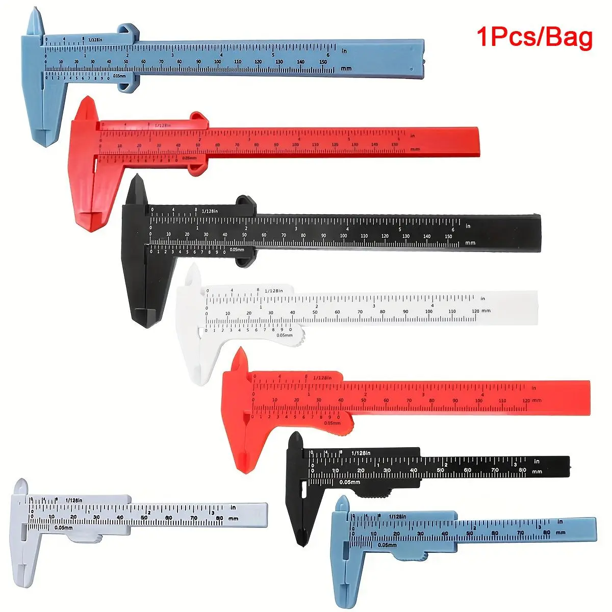 Plastic Vernier Caliper, 1 Count Double Rule Scale, Vernier Scale Gauge, Vernier Caliper Gauge, Student Mini Ruler Tool, Experiment Measuring Tool, Calipers Measuring Tool