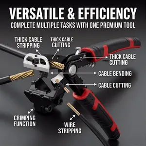 Multifunctional Wire Stripper Tool, Professional Cable Stripping, Cutting, Crimping & Bending Pliers, Versatile Electrician Tool