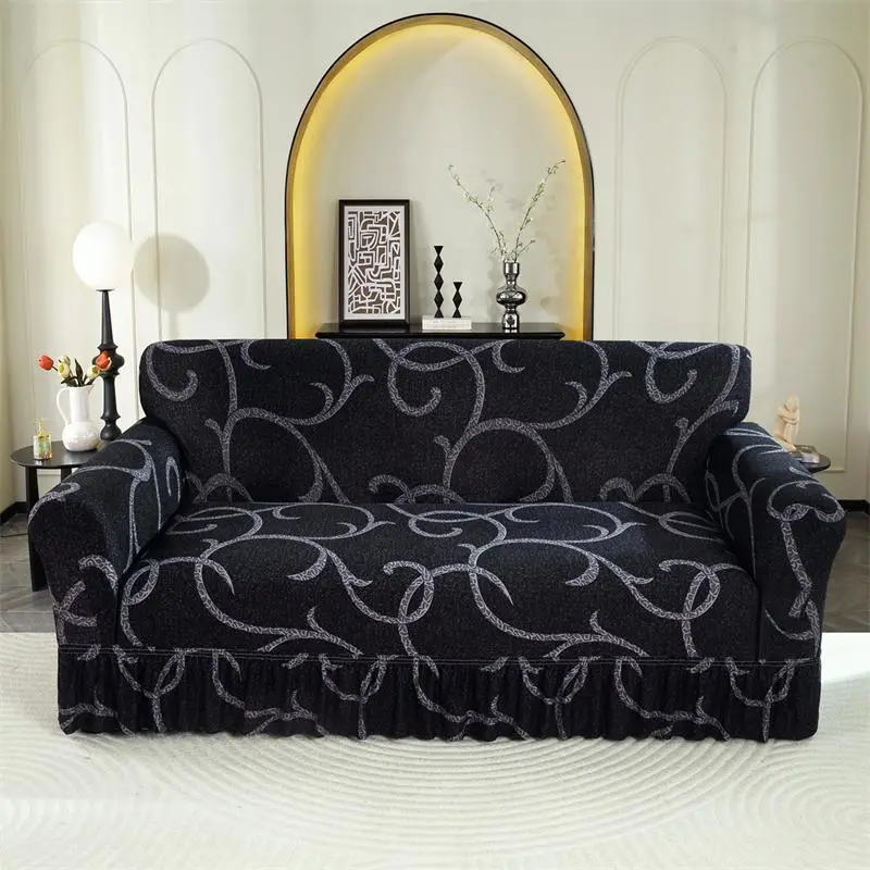 Sofa Cover with Skirt, 1 Count Non-slip Sofa Slipcover, Couch Sofa Protector for Home Living Room Bedroom Hotel Dormitory Decor, Home Decor