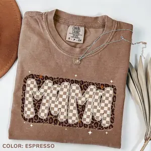 Comfort Color Mama T-shirt, Leopard Mama T-shirt, Checkered Western Mama Shirt, Retro Mothers Day Shirt, Preppy Mama Gift For Her