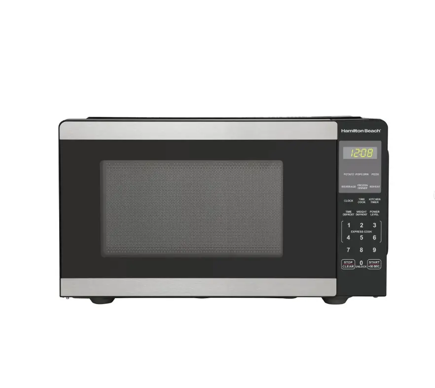 Hamilton Beach 0.9 Cu ft Countertop Microwave Oven, 900 Watts, Stainless Steel, New
