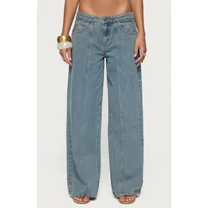 Edikted Women's Stitch & Pleat Low Rise Jeans