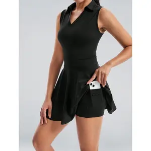 Womens Cute Golf Tennis Dress, Workout Dress With Shorts And Pockets 2 Piece Sets Outfits Summer Dress For Sleeveless Golf Athletic Dresses