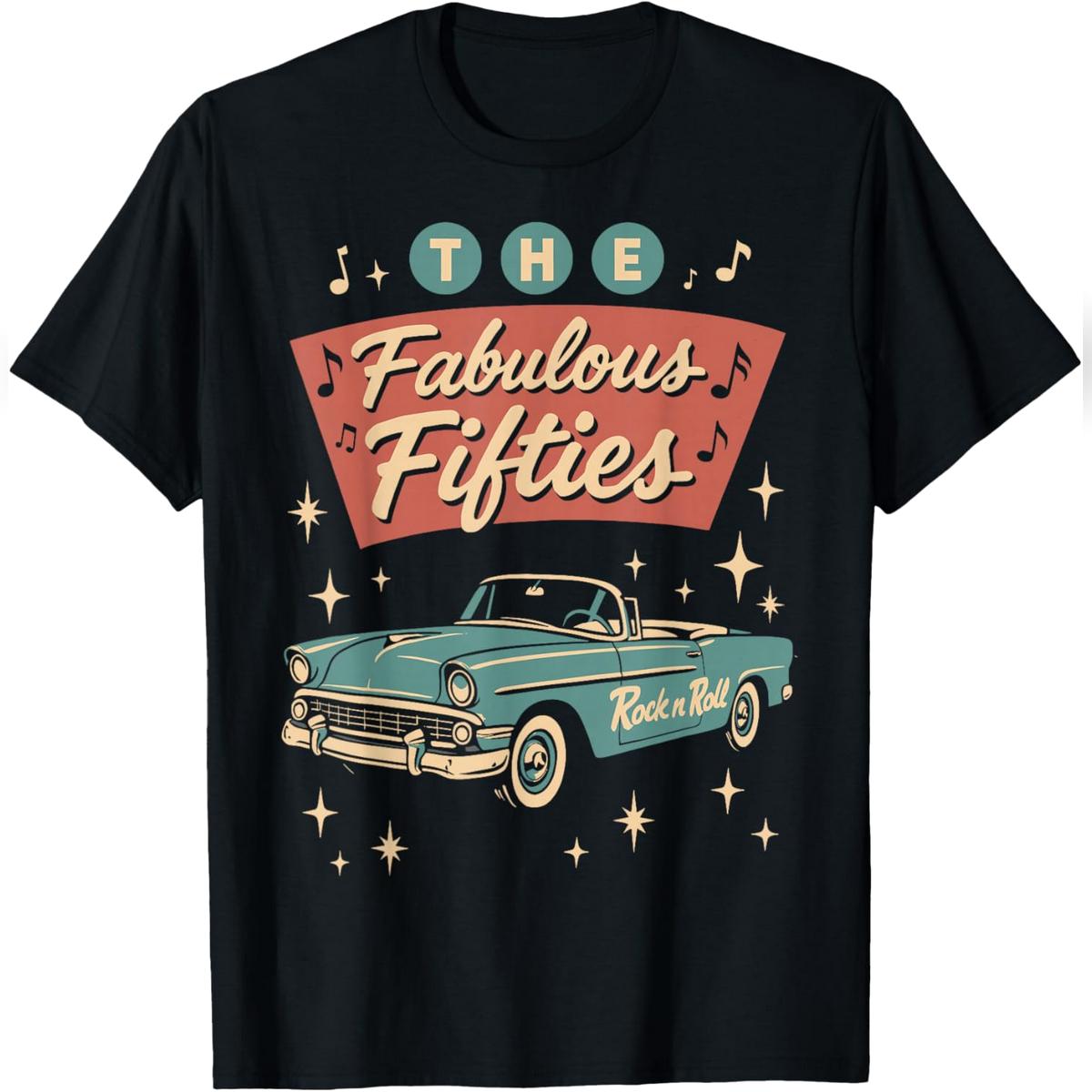 The Fifties 1950s Car Music Checkerboard Rockabilly Sock Hop T-Shirt Relaxed Fit Cotton T-Shirt
