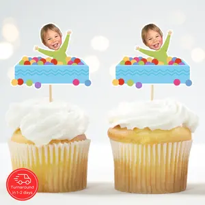 Custom Face Cupcake Toppers – Ball Pit Birthday Party Theme