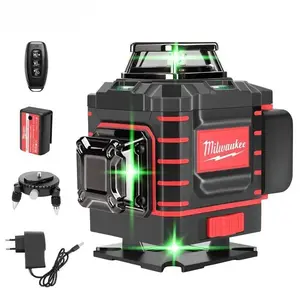 Milwaukee 360° Vertical & Horizontal Cross Line Laser Level, Ultra-Bright Green Beam Laser Measuring Tool, Rechargeable Lithium Battery Powered Layout Instrument for Professional Contractors & DIY Hobbyists