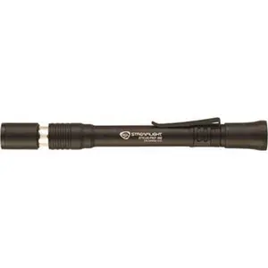 Streamlight White LED Bulb, 65 Lumens, Mini Flashlight Black Aluminum Body, 2 AAA Alkaline Batteries Included 66218