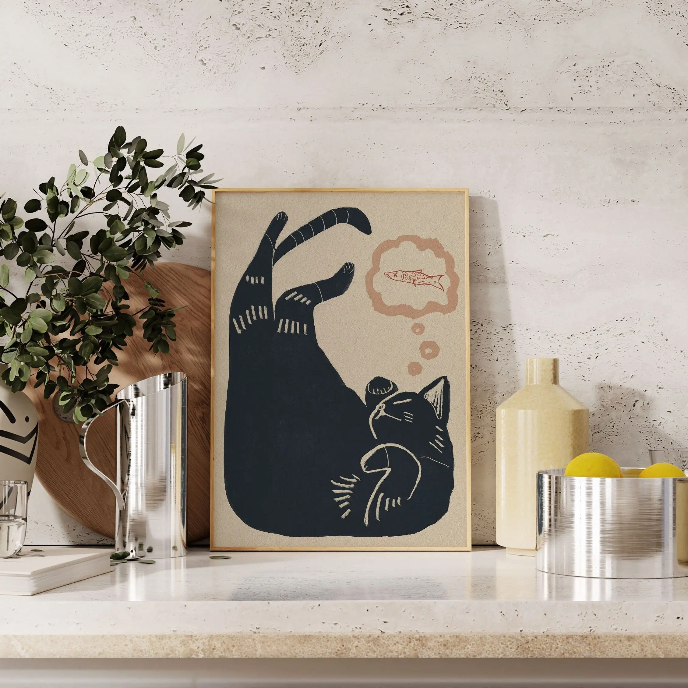 Cat Nap Poster, Sleeping Cat Poster, Animal Poster, Cat Lover Home Decor