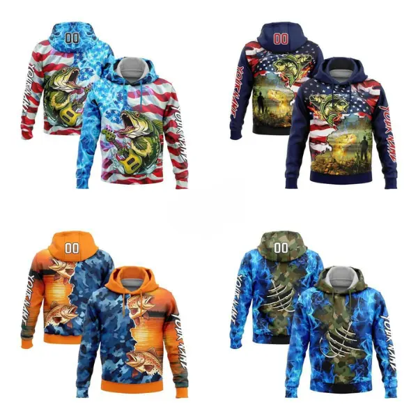 Custom Stitched Camo White Black 3D Flame And Fish Hook Fishing Sports Pullover Sweatshirt Salute To Service Hoodie