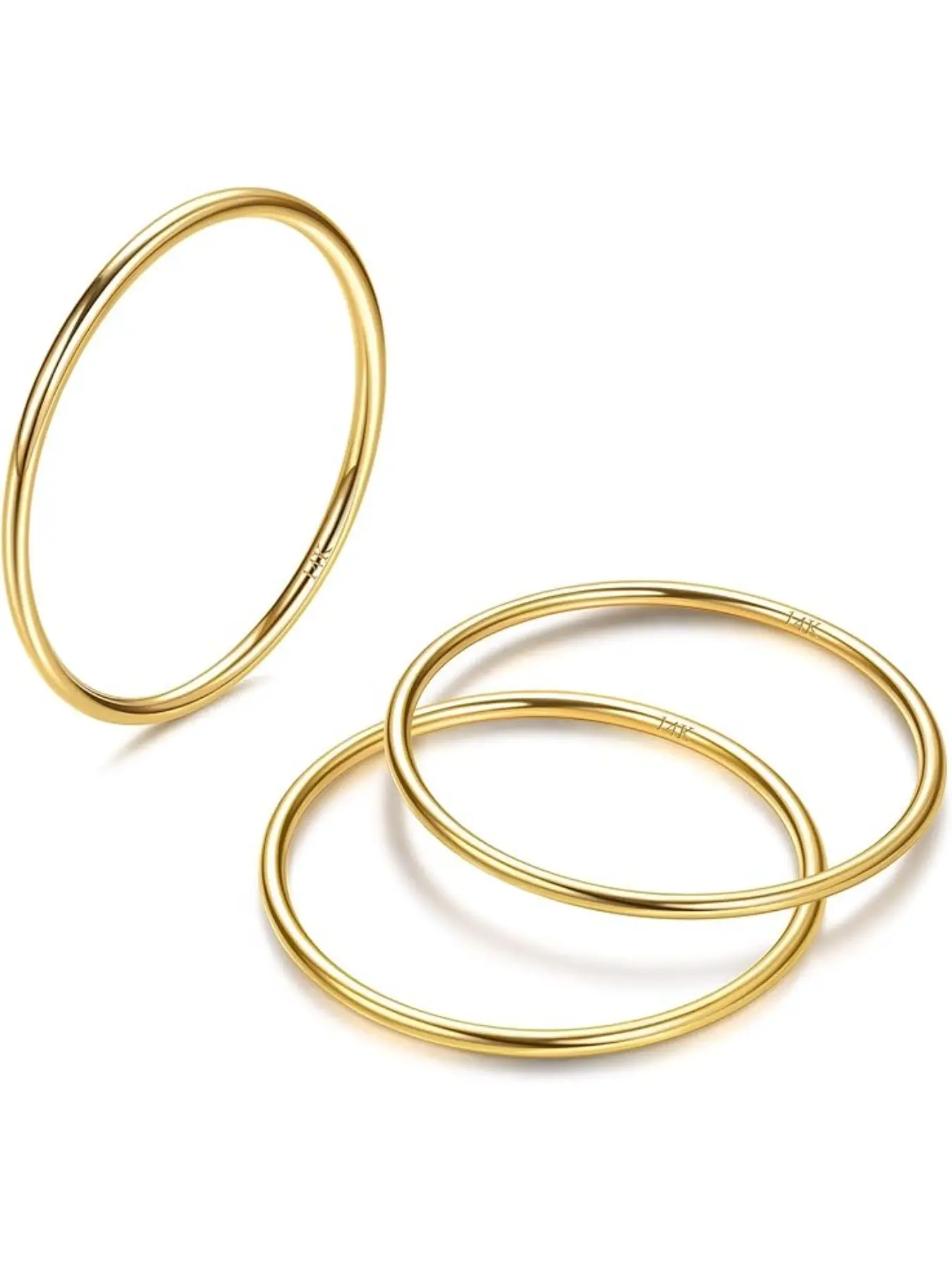 1mm 14k Plated Stackable Rings for Women, Stainless Steel Thin Ring, Comfortable Fit, All Seasons Jewelry