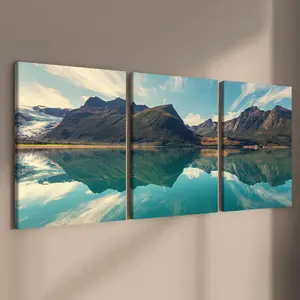 Landscape Pattern Wooden Framed Canvas Painting, 3 Counts/set Modern Canvas Wall Art, Wall Decor for Home Living Room Bedroom Office, Ornaments