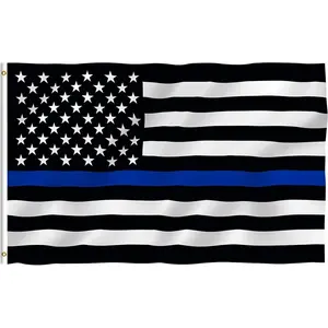 3x5 Foot Thin Blue Line USA Flag - Vivid Color and Fade Proof - Honoring Law Enforcement Officers Flags Polyester
