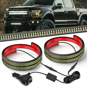 Nilight 2PCS 24 inch Truck Grille Strobe Lights Strip 384 LED Light White Flexible Side Flashing Working Safety Waterproof Lighting Kit for Trucks Tow Plow Construction Vehicles summervibes