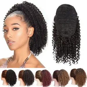 8inch Afro Puff Drawstring Ponytail Extensions Kinky Curly Hair Bun Clip In Synthetic Hairpieces for Women
