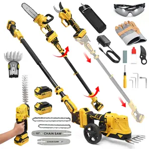 8”/ 10” Electric Pole Saw, Pruning Shears, Pole Hedge Trimmer, Grass Shears Combo, Extendable Garden Tools for Outdoor & Yard Use, Cordless Tree Pruner, Branch Cutter, Compatible with Dewalt Battery