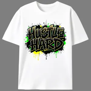 Hustle Hard Graffiti T-Shirt, Unisex Hip Hop Streetwear Graphic Tee, Motivational Hustle Culture Shirt