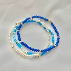 Waves Bracelet Stack |18k gold filled beads | beaded bracelets | preppy bracelet stacks