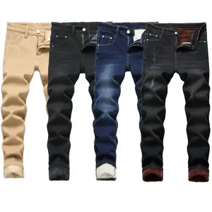 Boy's Thermal Fleece Lined Jeans Kids Skinny Fit Denim Pants with Pockets