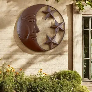Iron Moon Star Wall Hanging Decor, Indoor Outdoor Use, Durable Iron Material, Perfect for Home Decoration, Stylish Wall Art