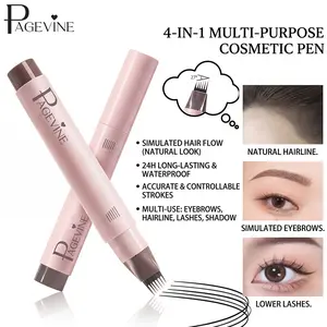 4-in-1 Multi-Purpose Micro Fork Brow Pen for Natural Hairline, Simulated Eyebrows & Defined Lower Lashes, Hair Stroke Makeup Pen, 24H Long-Lasting Waterproof for Hair-Like Natural Filling & Soft Glam Looks,Beauty tools, cosmetics.
