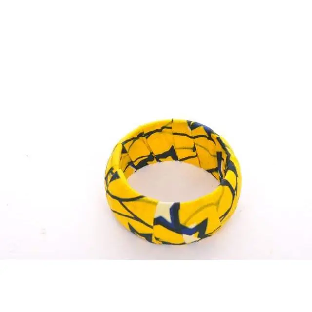 Yellow Blue African Print Bangle-DPBG3010B