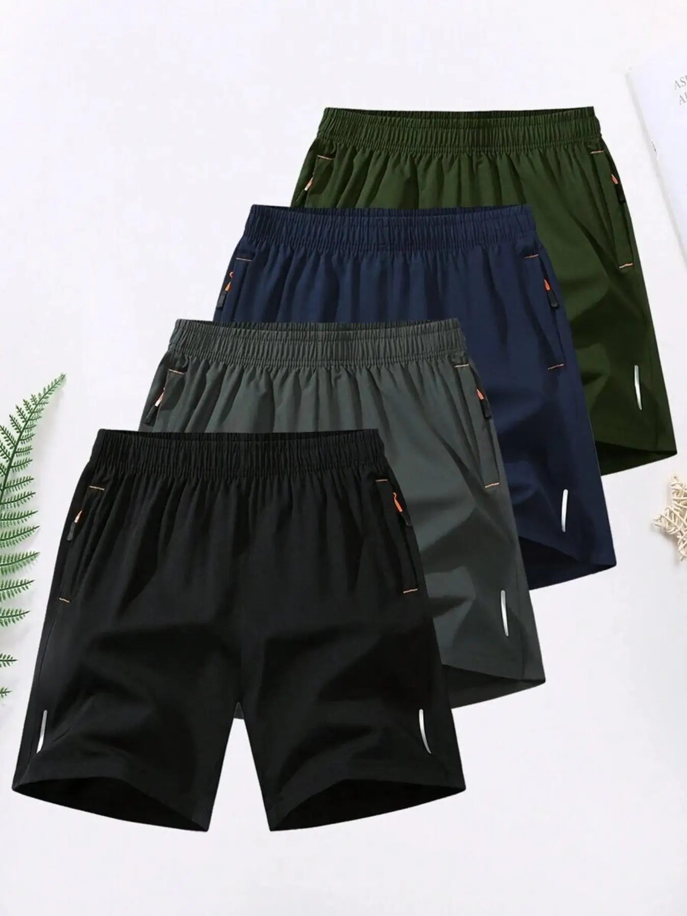 Men's Solid Color Zipper Pocket Shorts, Casual Comfy Breathable Shorts for Summer, Men's Bottoms for Daily Wear