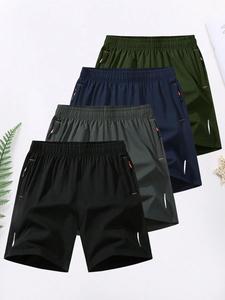 men's solid color zipper pocket shorts, casual comfy breathable athletic shorts for summer, shorts for men, men's bottoms for daily wear, men shorts, jogging shorts