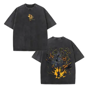 Sun Wukong Washed Oversized T-Shirt, Monkey King Chinese Mythology Graphic Tee, Vintage Asian Streetwear For Men