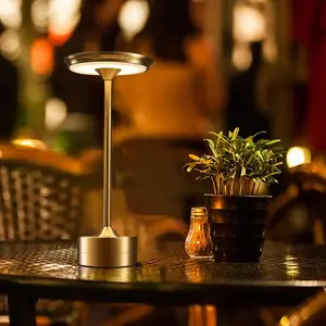 Rechargeable Table Lamp, Touch Control LED Desk Lamp, Portable Outdoor Table Light, Modern Nightstand Lamp for Dining Restaurant Patio