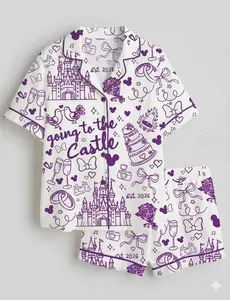 Women Going To The Castle Pajama Set Bride Est 2026 Bachelorette Bridal Shower Gift Short Sleeve Shorts Comfy Sleepwear Fairytale Wedding Pjs