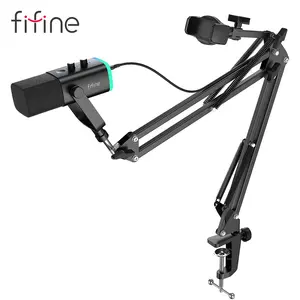 FIFINE AM8T NEO Adjustable Microphone Boom Arm with Stable Phone Holder for Live Streaming Podcasting TikTok Gaming Recording Content Creation Voiceover Gaming Setup Multi-Functional Adjustable Arm Professional Creator Gear