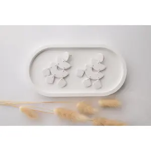 Clay earring | granite statement dangles  | neutral collection