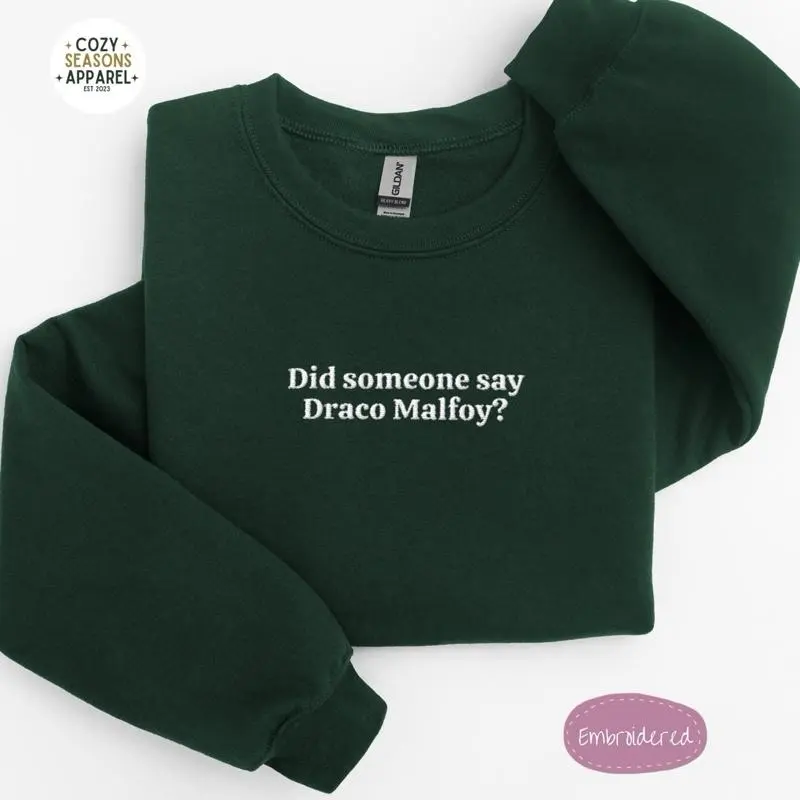 Women's Embroidered Wizard-Inspired Sweatshirt, Casual Long Sleeve Comfy Top, Magical Quote Crewneck, Dark Academia Pullover, Fantasy Lover Gift Embroidery Everyday Everyday