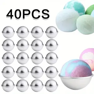 40 Packs 1.8inch Aluminum Metal Bath Bomb Crafting Mould, Bath Bomb Press Soap Making Kit for Adults Bath Metal Mold Making Supplies