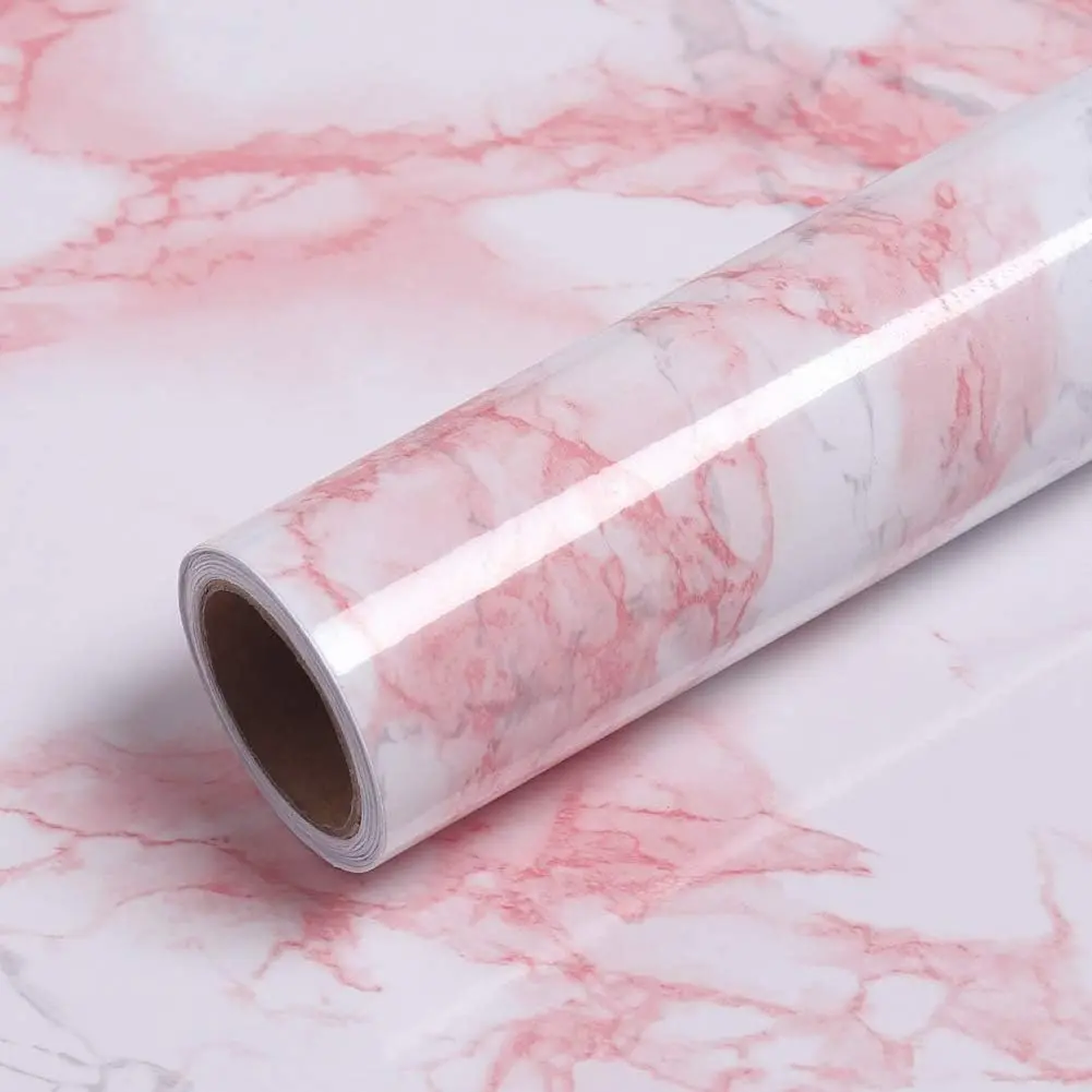 Pink Marble Pattern Wallpaper, Self-adhesive Removable Waterproof Wall Covering, Wall Decor for Home Living Room Bedroom, Marble Backsplash Wallpaper