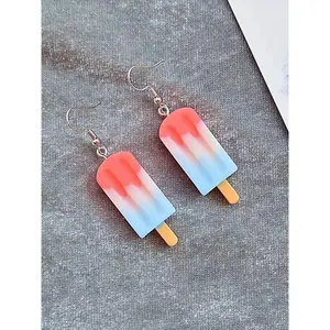 Resin Ice Cream Design Dangle Earrings Creative Colorblock Jewelry for Women Fun and Stylish Accessory